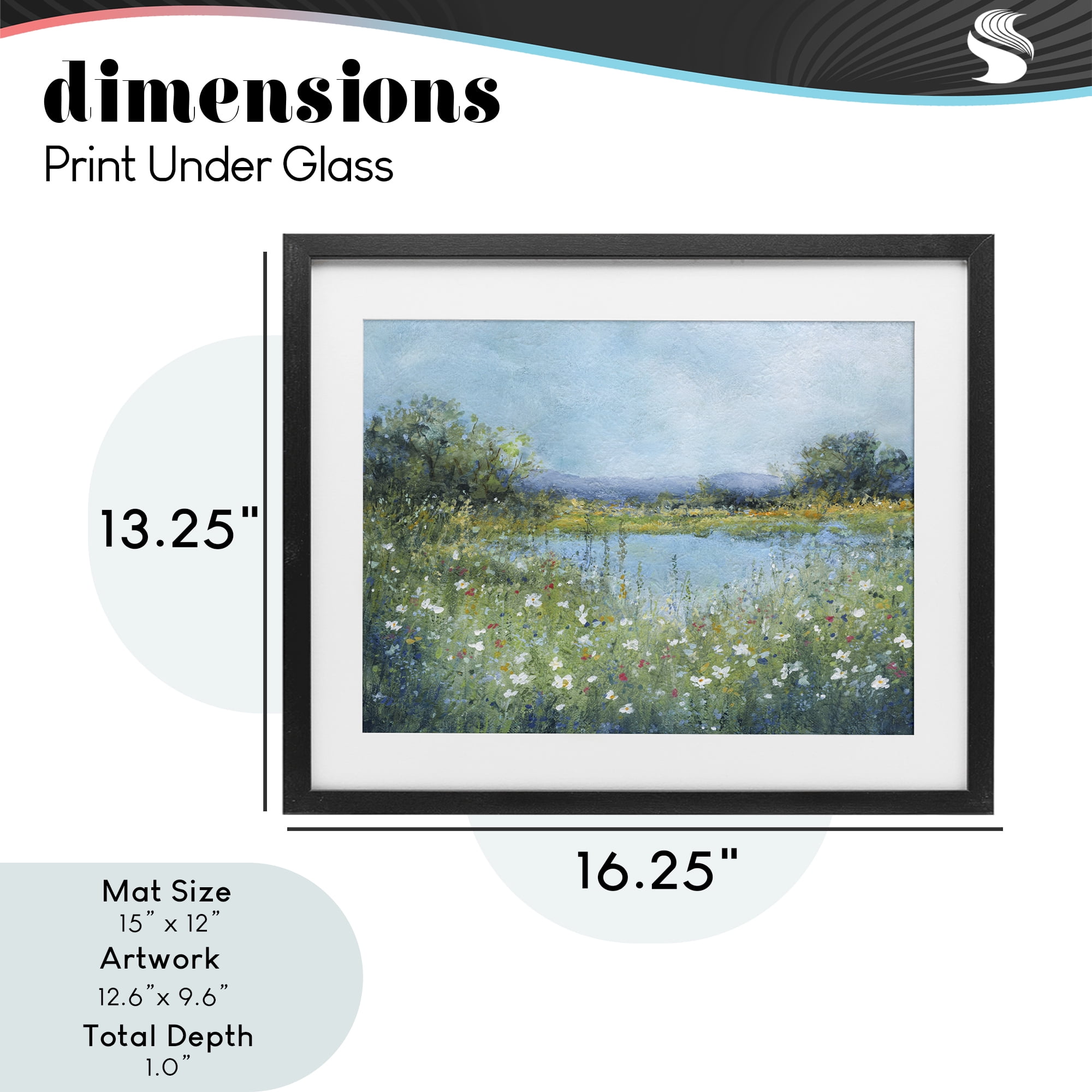 Stupell Industries Impressionist Meadow Surrounding Pond Black Framed Print Under Glass, design by Carol Robinson