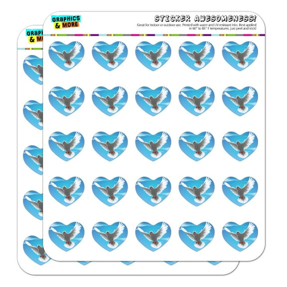 Dove Bird Flying In the Sky Heart Shaped Planner Calendar Scrapbook Craft Stickers