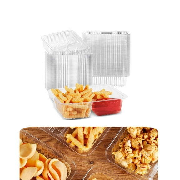 50Pcs Disposable Nacho Trays,QZS Disposable Plastic Nacho Cheese Trays,Food Containers for Home Movie Night Party Supplies,6.3x5.1x1.6In