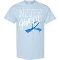 thumbnail image 3 of Inktastic Never Give Up Colon Cancer Survivor with Blue Ribbon T-Shirt, 3 of 5