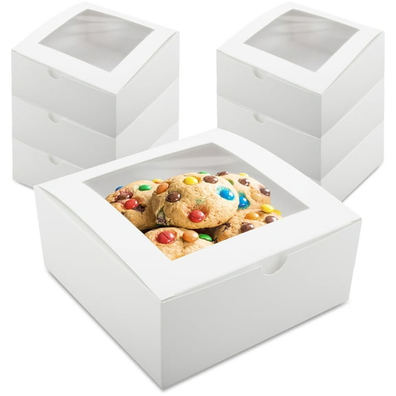 HeroFiber 8'' x 8'' x 4'' Multicolor Paper Board Cake Box, (15 Count)