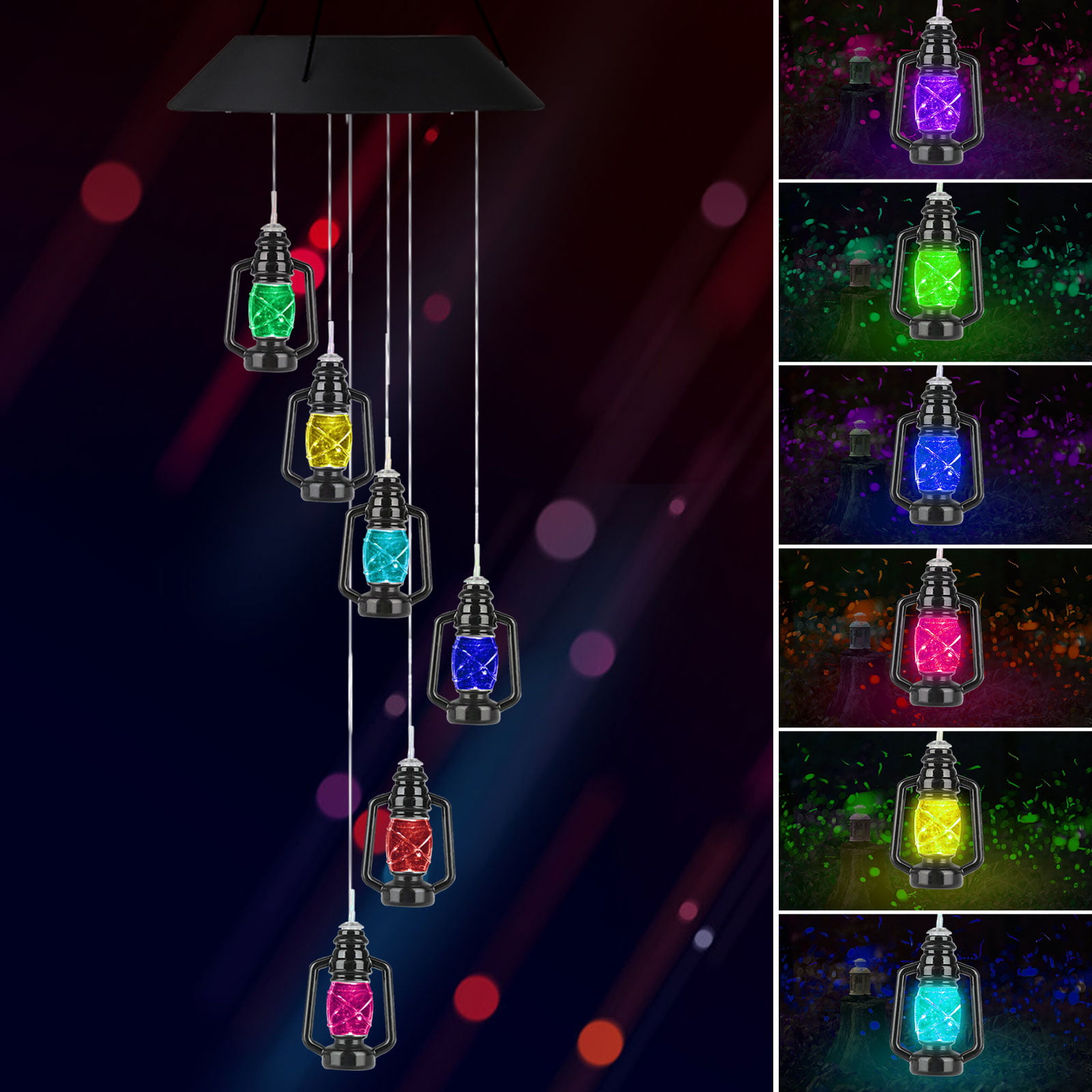 EEEKit Solar Wind Chimes Lights 7 Colors Changing Crystal Ball Wind Chime Outdoor/Indoor with Bells Waterproof Hanging Decorative LED Solar Lights for Home Bedroom Outdoor Garden Yard Decor