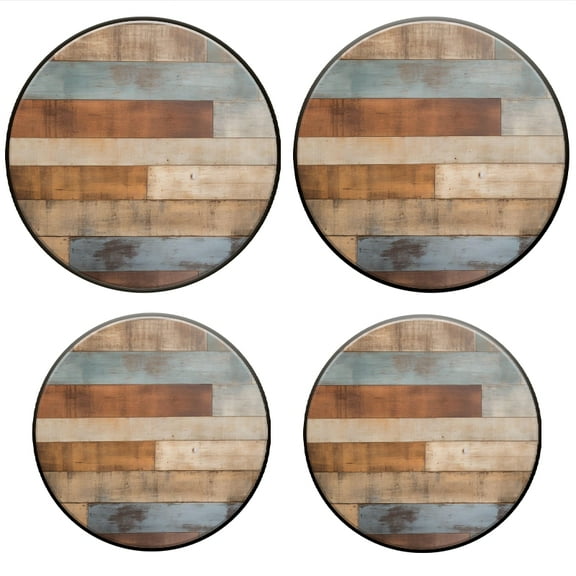 Bahomeck Electric Stove Burner Covers Set Of 4,The Background Wall Made Of Wooden Planks With Different Colors Metal Gas Stove Burner Covers,Protecting Gas Stoves,8 Inch And 10 Inch