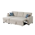 thumbnail image 5 of 82" Width Sectional with Storage Chaise,Sleeper Sofa Couch with Pullout Bed,Tufted Sectional Sofa Bed with Cupholder Armrest for Living Rooms, College Dorms, Home Offices,Beige, 5 of 7