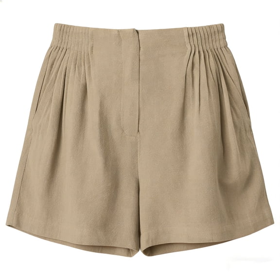 Admvng Women's Cotton Shorts High Waisted Pleated Casual Wide Leg Summer Dressy Shorts with Pockets