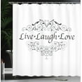 thumbnail image 4 of Ambesonne Love Shower Curtain, Live Laugh Love Curlicue Art, 69"Wx75"L, White Dark Grey, 4 of 5