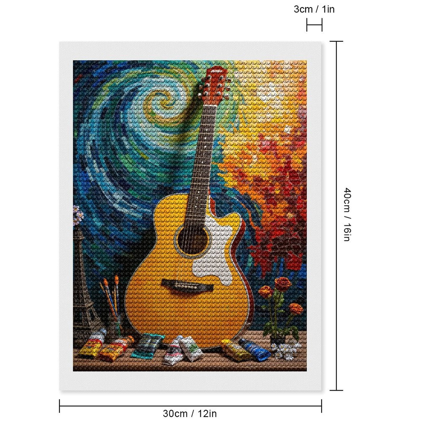 Diamond Art Kit for Adults, Guitar Mosaic Art Colors Creativity Diamond Painting for Adults Beginners, 5D DIY Diamond Art Painting Kits, Colorful Diamond Painting Craft for Home Decor 12x16