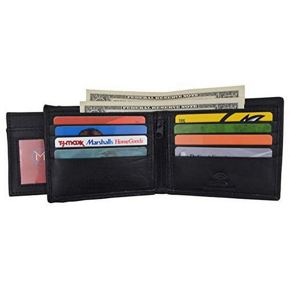 Men's Real Leather Wallet Credit Debit Card Holder RFID Blocking Removable ID Bifold Wallets for Men Gift Box