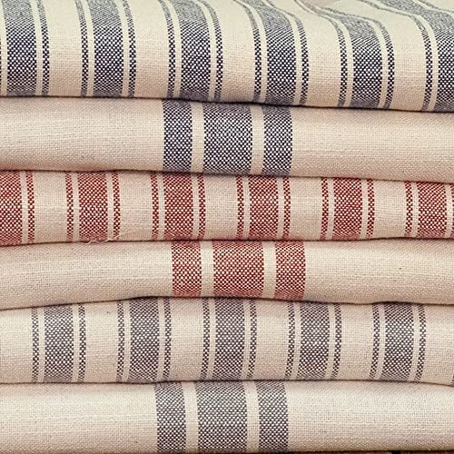 Piper Classics Market Place Red Grain Sack Stripe Bulk Yardage,Three Yards, 108" x 110" Wide