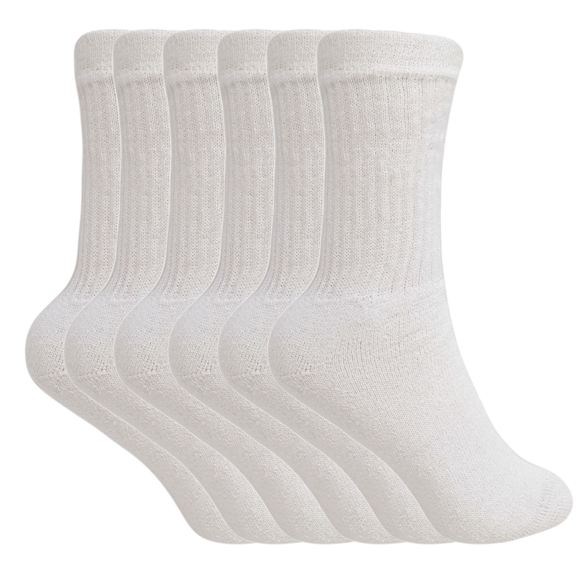 AWS/American Made Cotton Crew Socks for Women White Made in USA 6