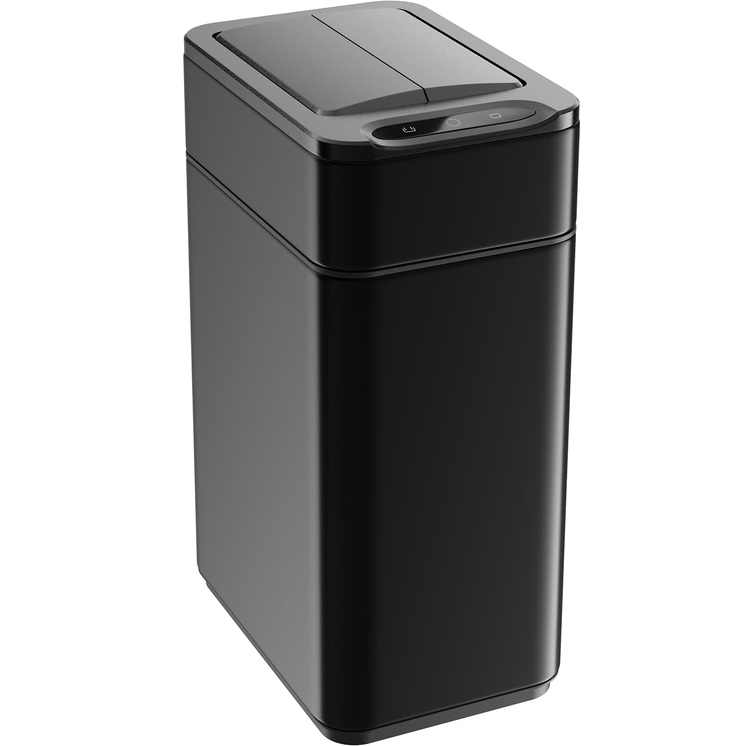 (2 pack) hOmeLabs Durable 2.4 Gallon Sensor Trash Can, Retractable Butterfly Lid, Batteries Included, Space-Efficient, Easy Clean, Battery-Powered - Matte Black