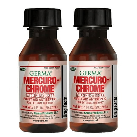 2 Pack Germa Mercurochrome Antiseptic Skin Cuts Burns Mercurocromo Antiseptico
