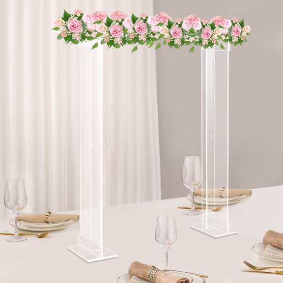 Acrylic Flower Stand 40" Tall Clear Rectangular Flower Display Rack Table Wedding Centerpieces