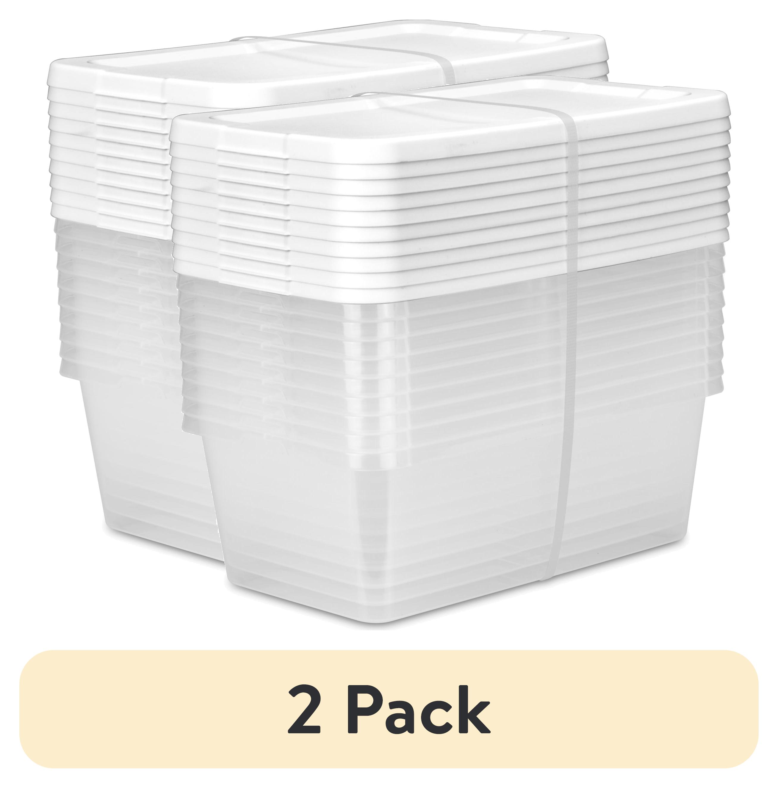 (2 pack) Sterilite Set of (10) 6 Quart Storage Boxes, Clear Plastic Storage Bin with Snap-on Lid, White