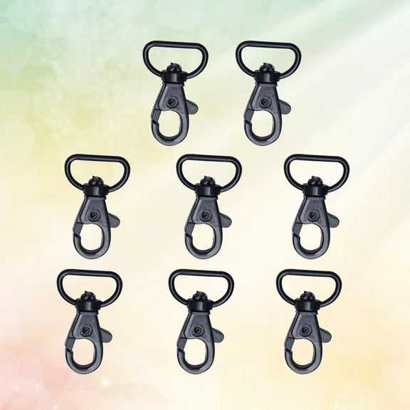 OUNONA 8pcs Keychain Hooks with Swivel D-rings Heavy Duty Snap Lobster Claw Clasp Hooks for Lanyard (Black)