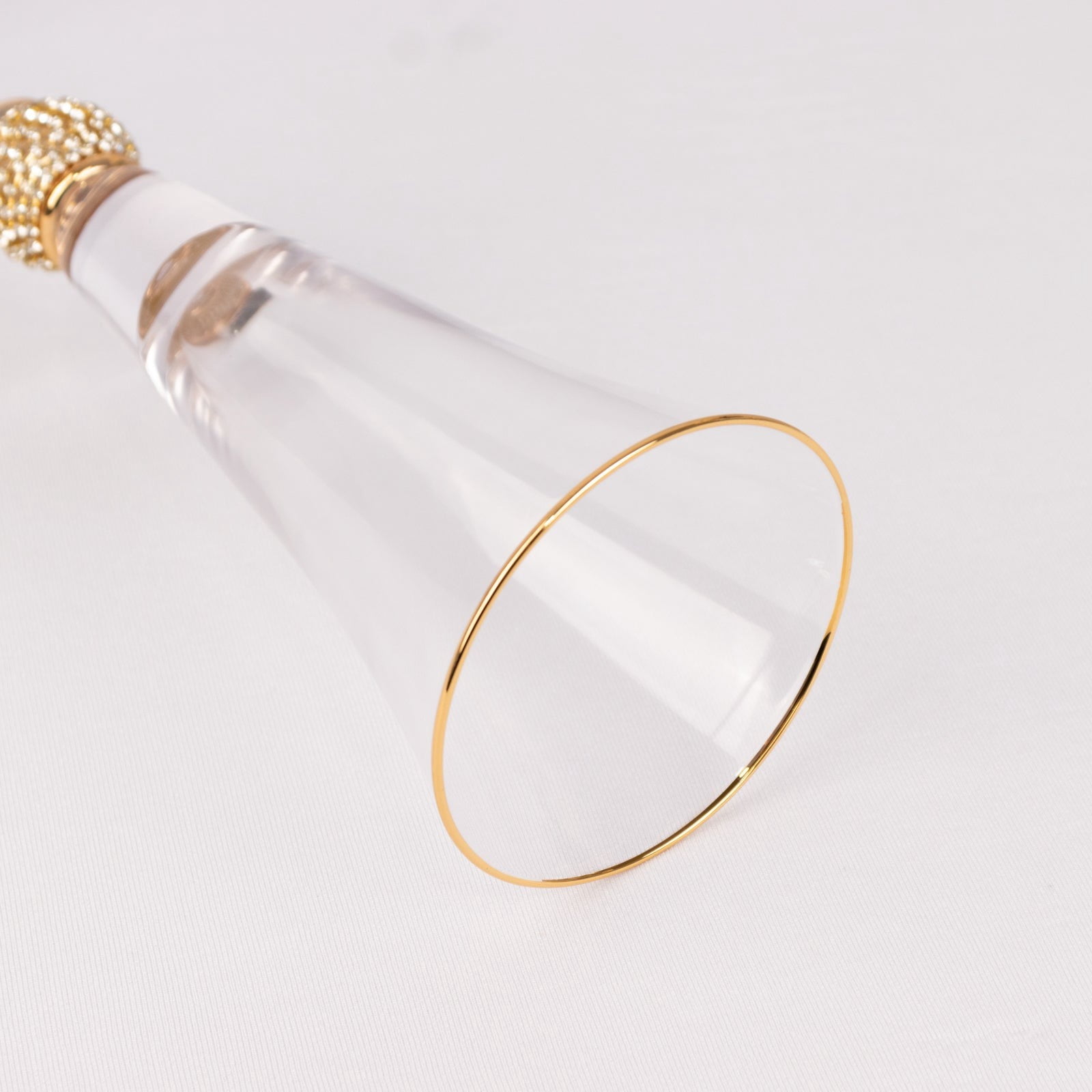 BalsaCircle 6 Clear Champagne Flute Glasses 6oz Gold Rim Design with Rhinestones Party Events Decorations