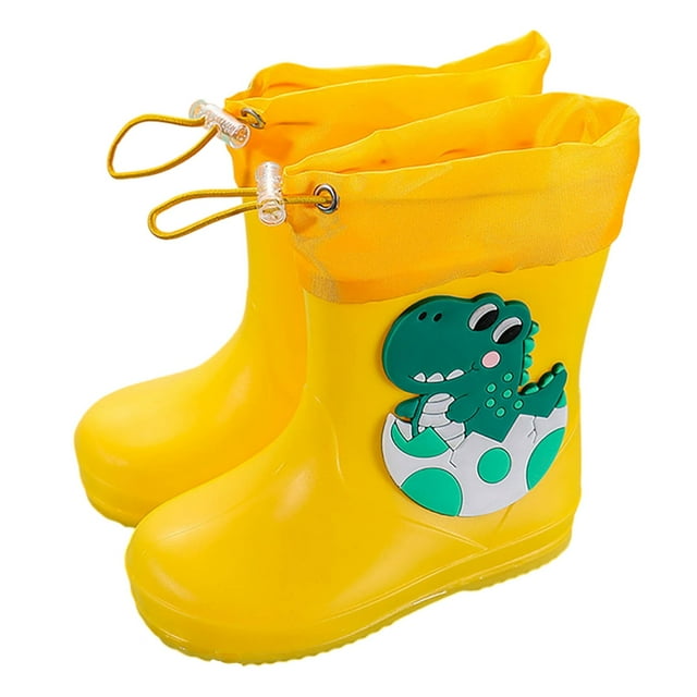 MIASHUI Toddler Rain Boots Easy-on Lightweight and Waterproof Shoes,Yellow,5.5-6 Years