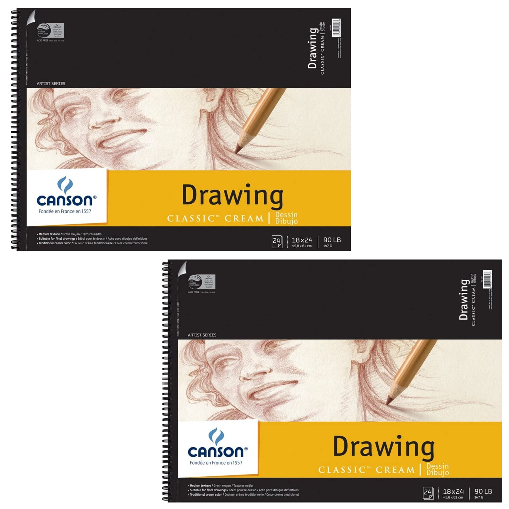 Canson Artist Series Cream Wire Bound Drawing Pad, 18" x 24", 24 Sheets