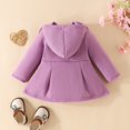 thumbnail image 4 of Usaibhir Toddler Baby Girl Clothes Jacket Coat Long Sleeve Solid Color Buttons Hooded Trench Coat Dress Fall Winter Outfit 9-24M, 4 of 8
