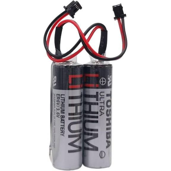 (Pack of 2) 3.6V ER6V/3.6V Battery Compatible with Toshiba ER6VC119A ER6VC119B for Mitsubishi M70 PLC Battery with Black Plug