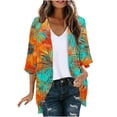 thumbnail image 3 of yoeyez Lightweight Cardigans for Women Floral Print 3/4 Sleeve Kimono Cardigan Loose Cover Up Casual Summer Beachwear 2026 Blue,S, 3 of 6