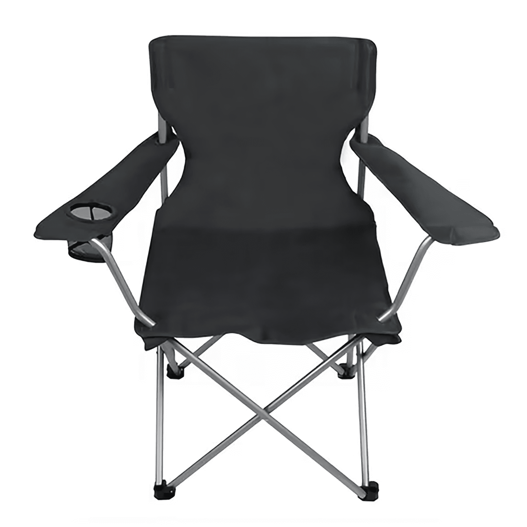 (6 pack) Ozark Trail Quad Folding Camp Chair with Cup Holder, Black