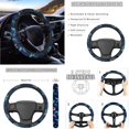 thumbnail image 3 of Renewold Butterfly Car Seat Cover Set 14 Pack with Steering Wheel Seat Belt Strap Gear Shift Knob Cover Set Garbage Bin Armrest Pad Rearview Mirror Coasters Universal Fit SUV Sedans, Dark Blue, 3 of 7