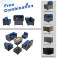 thumbnail image 4 of ALAULM 8 Pieces Outdoor Patio Furniture Set with Propane Fire Pit Table Outdoor Sectional Sofa Sets Patio Furniture 43" Gas Fire Pit Brown PE Rattan Patio Conversation Set w/6 Cushions, Navy Blue, 4 of 9