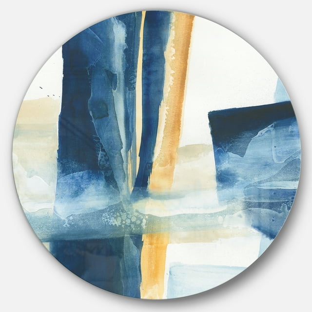 Designart 'Indigo Panel IV' Geometric Metal Circle Wall Art
