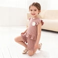 thumbnail image 4 of NIEWTR Toddler Girls 2Pcs Cute Flower Summer Outfits Set – Short Sleeve T-Shirt + Pants Gift Set Summer 2Pcs Gift Outfits Set 2Pcs Summer Beach Outfits 5-6 Years,Pink, 4 of 9