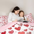 thumbnail image 5 of Castle Fairy Love Heart Print Full Size Comforter Sets 3-Piece for Adults Female Men,Abstract Graffiti Stripes Bedding Comforter Set,Happy Valentine's Day Lightweight Bedding Sets, 5 of 8