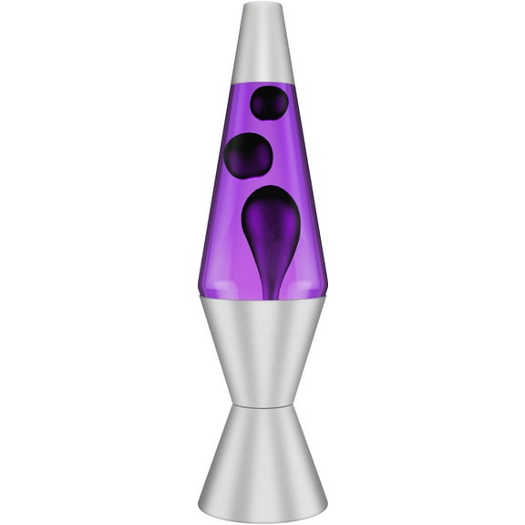 Black and Purple 14.5-Inch Lava Lamp with Aluminum Base and Cap