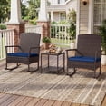 thumbnail image 2 of Costway 3 Piece Patio Rocking Bistro Set, 2 Rattan Armchairs with 2-Tier Side Table Mix Brown + Navy, 2 of 10