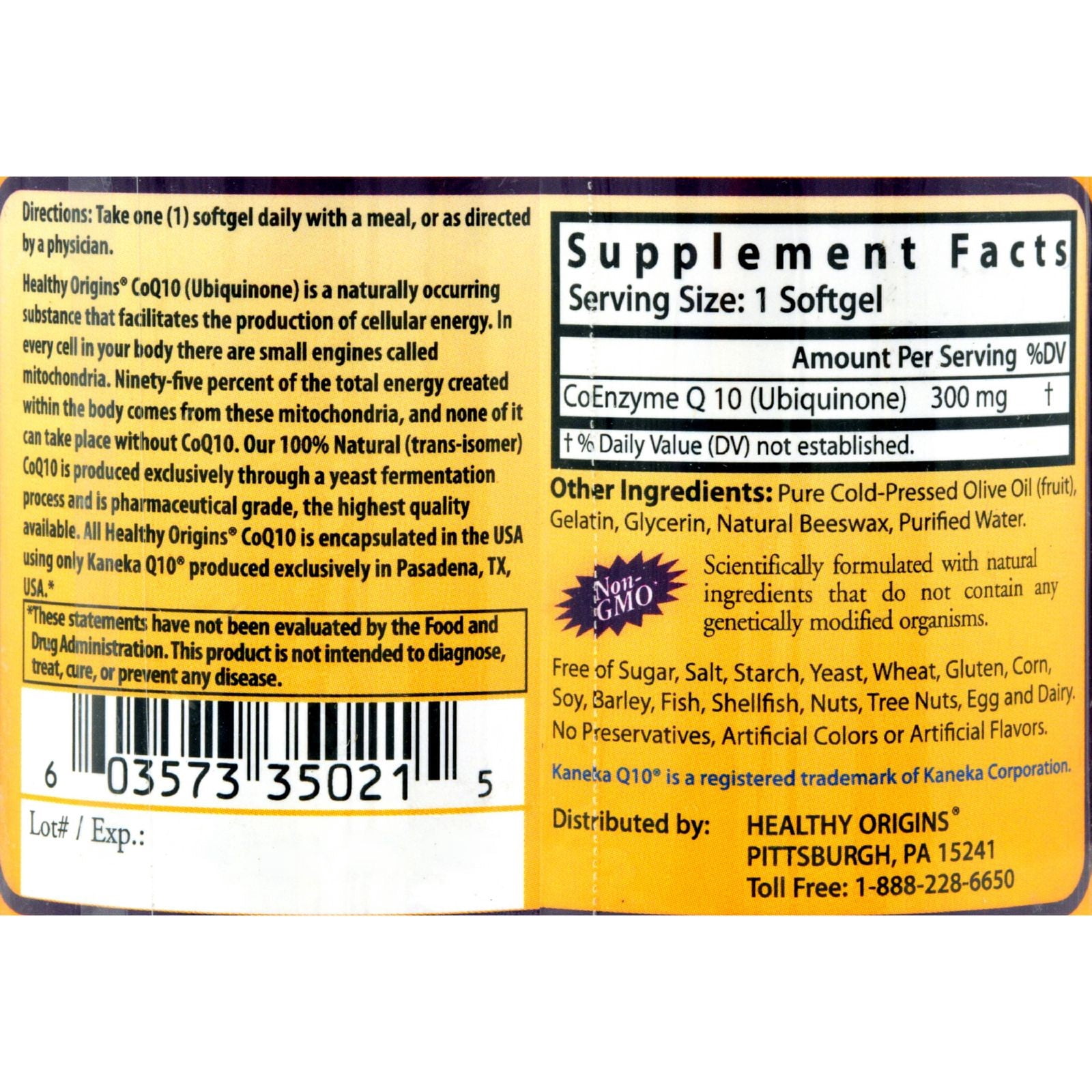 Healthy Origins CoQ10 Gels, 300mg, SoftGel Capsules, 60 ea