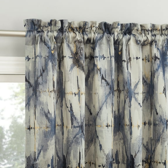 No. 918 Keaton Geometric Watercolor Room Darkening Rod Pocket Curtain Panel, 54"W X 84"L, Gray