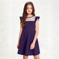thumbnail image 4 of ITSAME Girls Midi Dresses Mesh Splicing Ruffle Sleeveless Summer Casual A-Line Dresses Dark Blue Size 7-8, 4 of 6