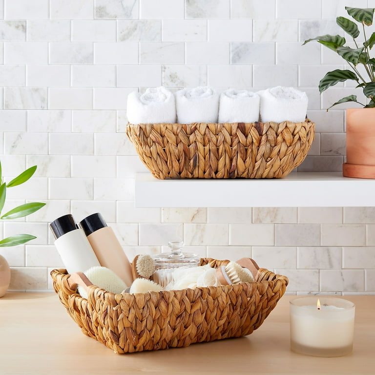 2 Pack Toilet Tank Baskets Bathroom Baskets for Organizing, HBlife Toilet  Paper Storage Basket, Wicker Baskets for Storage Decorative Baskets Set for