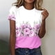 thumbnail image 1 of Fiudx Liquidación de Ahorros de Verano Tops con Estampado de Moda para Mujer, Blusa de Manga Corta, Camisetas Divertidas con Cuello Redondo, 1 of 4