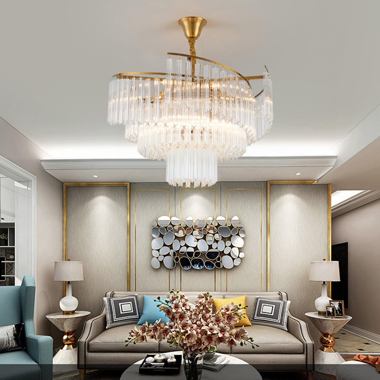 Sputnik E14 Golden Ceiling Lamp Living Room Chandeliers Pendant Lighting Fixture 