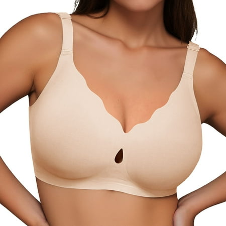 Riforla Women s Thin Seamless Vest Soft Support Large Chest Small Half Fixed Cup Breathable Bra Sports Bras for Women Beige S