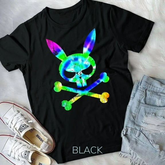 Hot Trending Tee With Scary Skull And Crossbones Bad Rabbit Horror Bunny Tie Dye Unisex T-Shirt