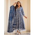 thumbnail image 2 of Aizza Trends Women's Cotton Floral Printed Anarkali Kurta Pant With Dupatta Set, 2 of 5