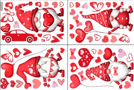 Replio Valentines Day Decor Window Cling Valentine Stickers For Glass Windows Large Valentine Gnomes Heart Window Decoration Decals Gifts
