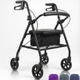 thumbnail image 1 of Andador de acero Vive Mobility con asiento - Andador plegable, estrecho y con ruedas para personas mayores en espacios reducidos - Andador ligero de 4 ruedas para adultos, fácil de manejar, con espaci, 1 of 5