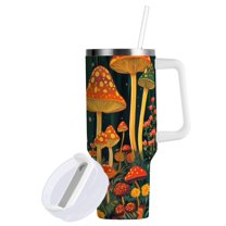 Yayeee 30oz Double-Wall Insulated Stainless Steel Tumbler with Handle Bottle, Forest Mushroom