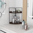 thumbnail image 3 of Organizador de mostrador de baño Dorhors, 2 niveles, madera de nogal, 3 of 6