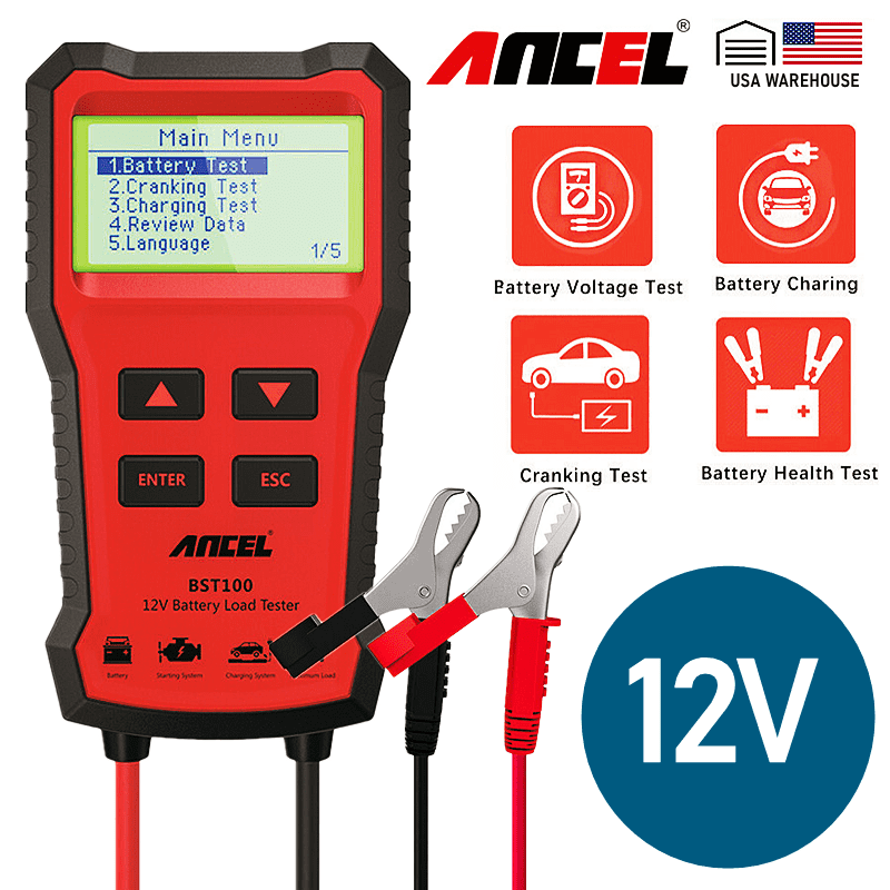 Ancel BST100 12V Automotive Car Battery Tester 220Ah Charging Analyzer 2000CCA Auto Charging Cranking Test Circut Tester Scanner Tools