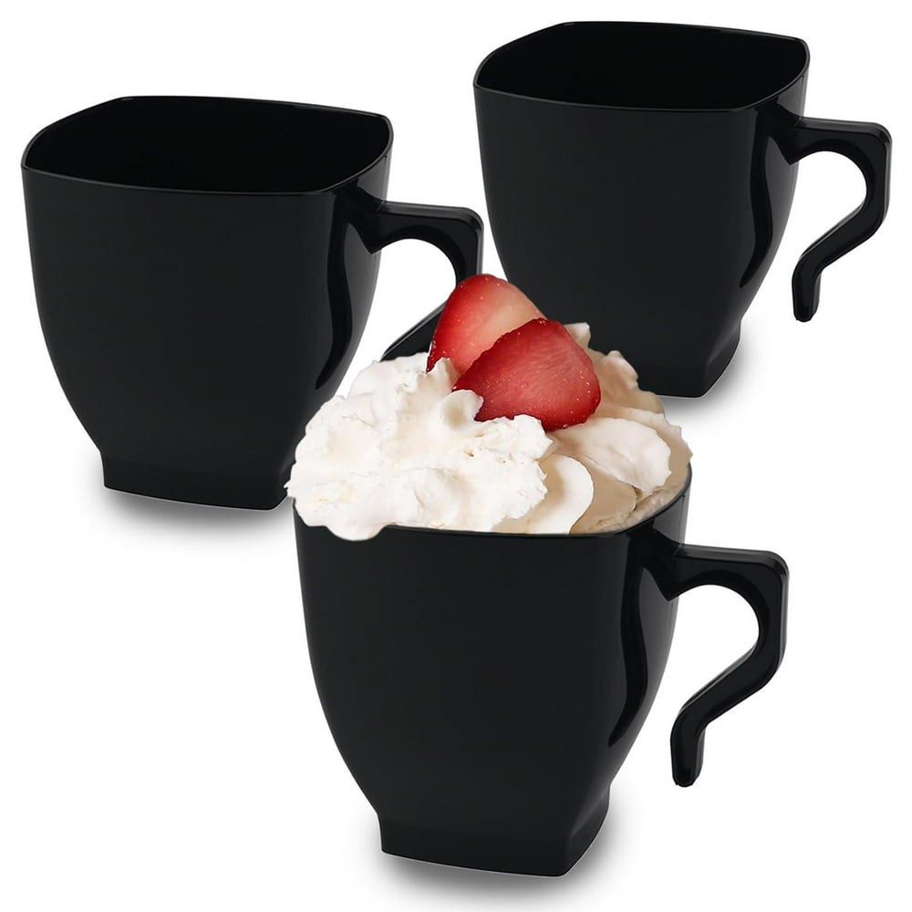 Smarty 8 oz. Black Square Disposable Plastic Coffee Mugs 192ct