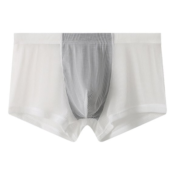 Men's Ice Silk Transparent Solid Underwear Breathable Square Bottomed Shorts, XL, White