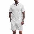 thumbnail image 3 of PIWHJQK 2 Piece Set Men Short Sleeve Shorts Workout Set Men's Solid Short Sleeve Elastic Waist Shorts 2 Piece Set Men Outfit Sets, 3 of 8